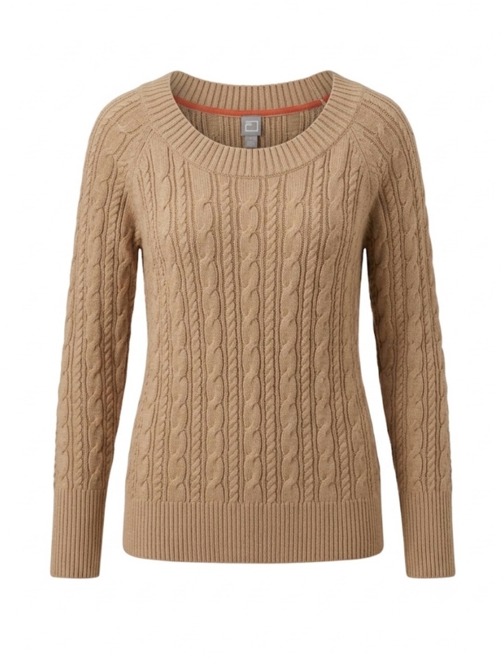JCPENNY Cable Knit Long Sleeve Sweater, Women’s XL, Tan